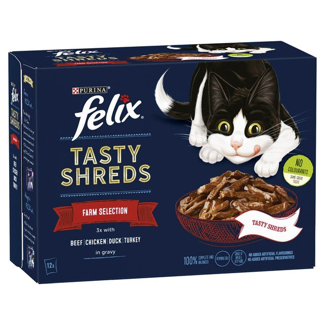 Felix Tasty Shreds Farm Selection gravy cat food multipack - British product