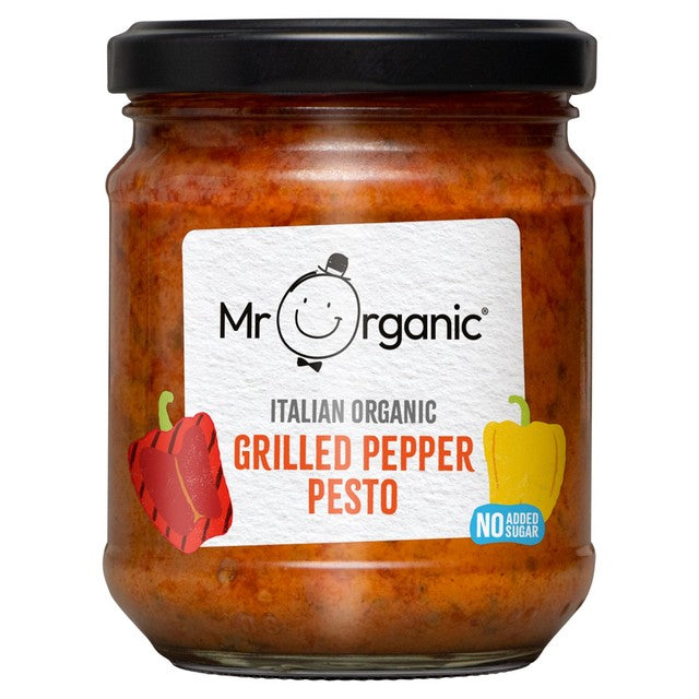 Mr Organic red pepper pesto sauce 190g, imported from the UK
