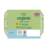 M&S organic free range large eggs 6 per pack, imported from the UK