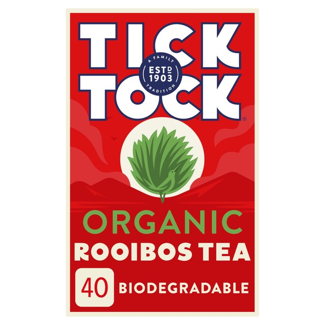 Tick Tock rooibos redbush tea bags 40 pack (British brand)