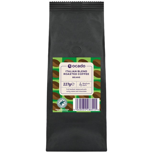 Ocado Italian blend coffee beans 227g, imported from the UK