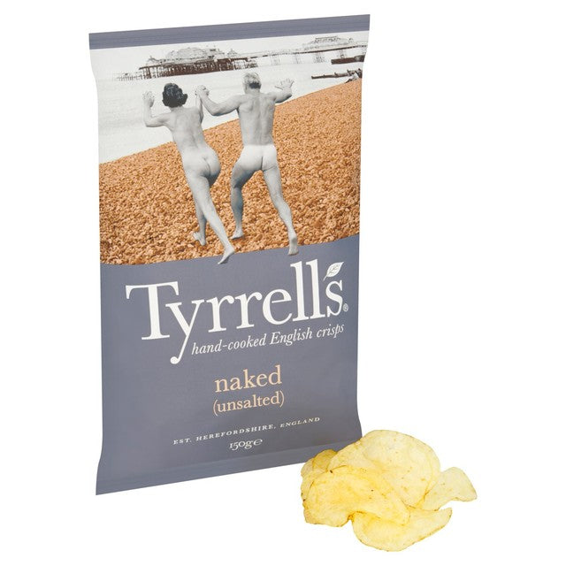 Tyrrells Naked sharing crisps 150g, imported from the UK