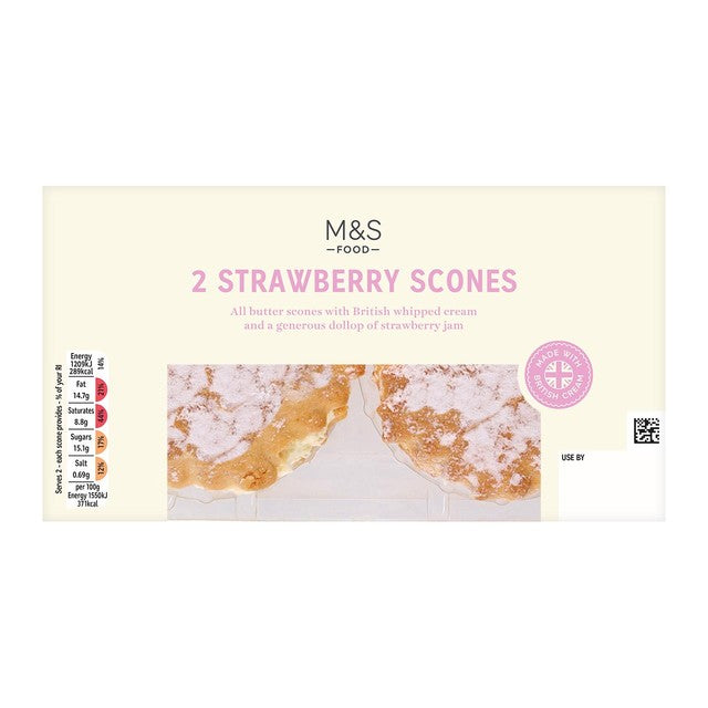 M&S Erdbeer-Scones mit Sahne und Marmelade 156g, importiert aus dem Vereinigten Königreich