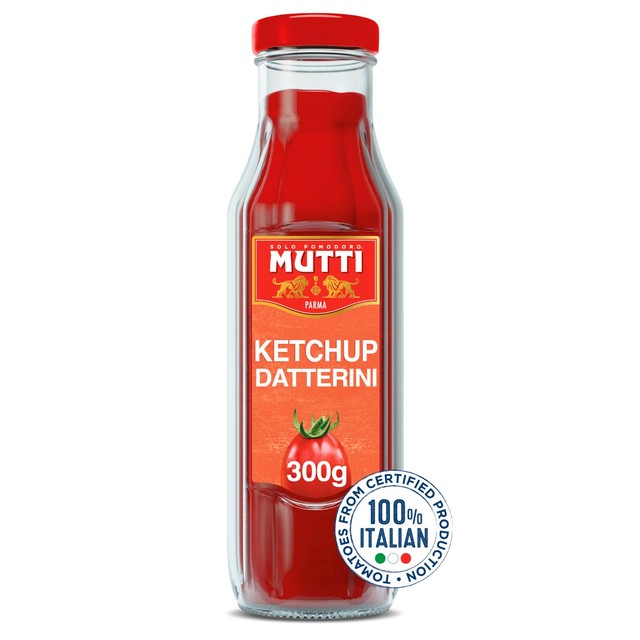 Mutti 40% Less Sugar Datterini tomato ketchup 300g, imported from the UK