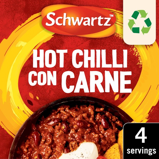 Schwartz hot chilli con carne recipe mix (British brand)