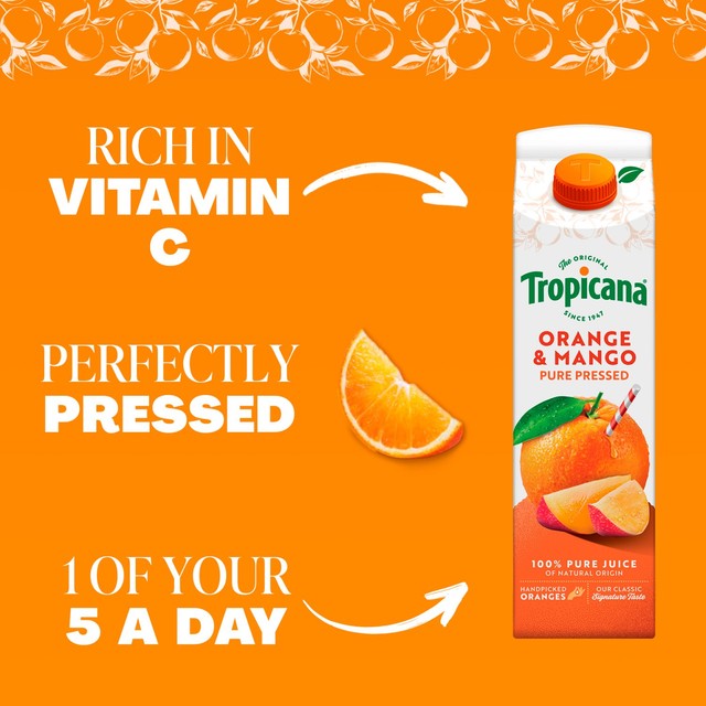 Tropicana orange & mango juice 850ml (British brand)
