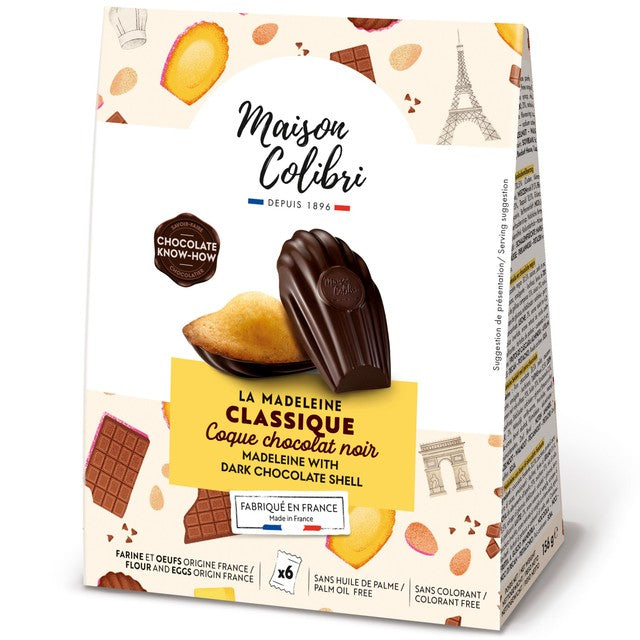 Maison Colibri madeleine with dark chocolate shell 156g, imported from the UK