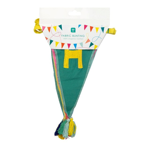 Talking Tables Fabric Happy Birthday Bunting 3m with 12 pennants (British brand)