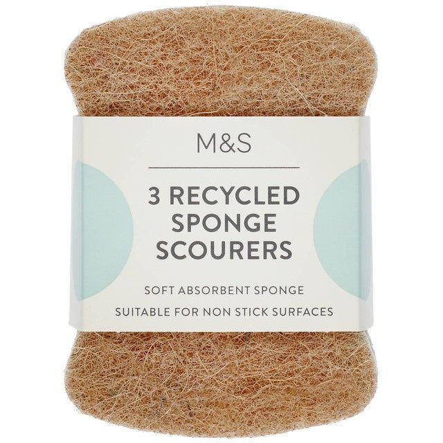M&S recycled sponge scourers 3 per pack, imported from the UK