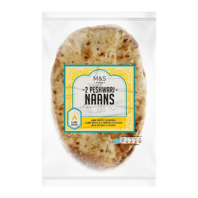 M&S Peshwari Naanbrød med sultana og kokosnøtt, pakke med 2
