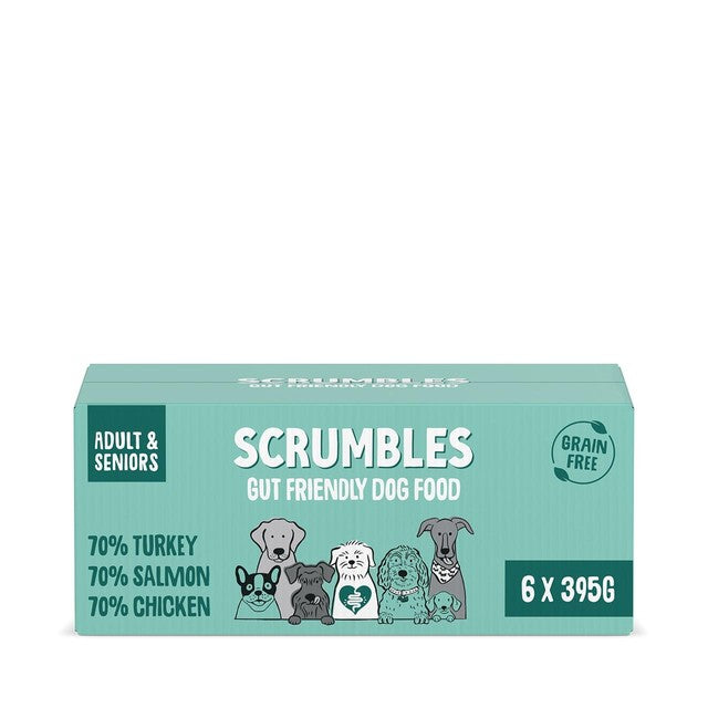 Scrumbles grain-free wet dog food pate variety pack 6x395g (British brand)