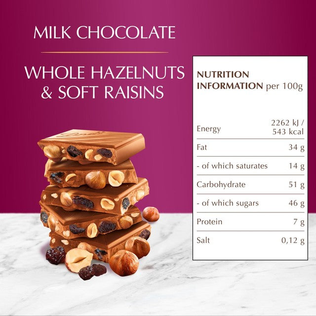 Lindt fruit and nut milk chocolate bar 150g, UK version
