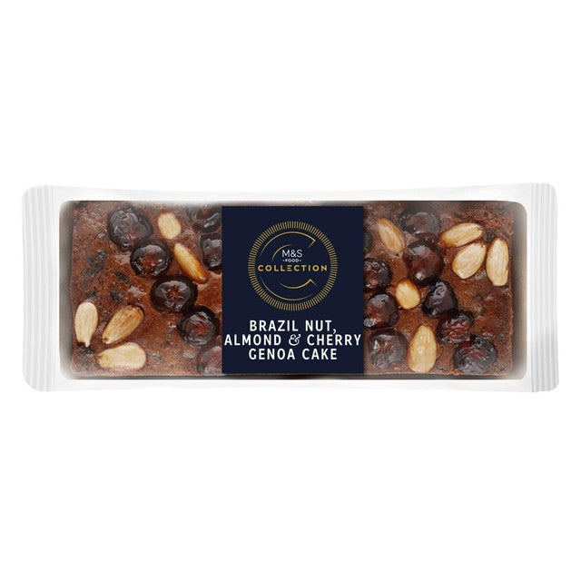 M&S Brazil Nut & Cherry Genoa Cake 775g, imported from the UK
