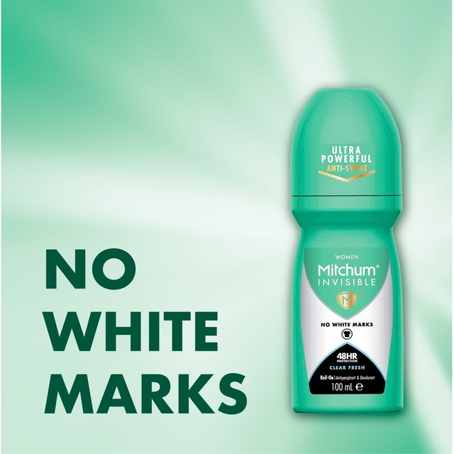 Mitchum Women Invisible Clear Fresh Roll On Deodorant 100ml, imported from the UK