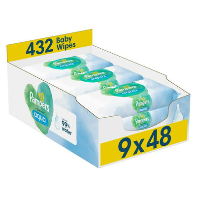 Sainsburys Pampers Harmonie Aqua Plastic Free Baby Wet Wipes 9 x 48- Buy online at McGrocer