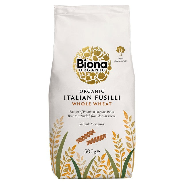 Biona whole wheat fusilli pasta 500g - British product