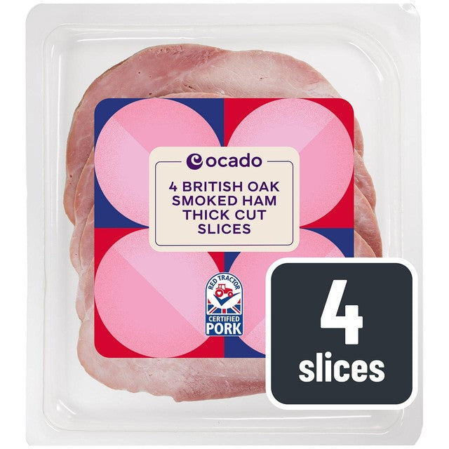 Ocado British Oak Smoked Ham Thick Cut 4 slices, imported from the UK