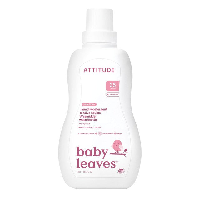 Attitude Baby Leaves Laundry Liquid Fragrance Free 35 Loads - British product