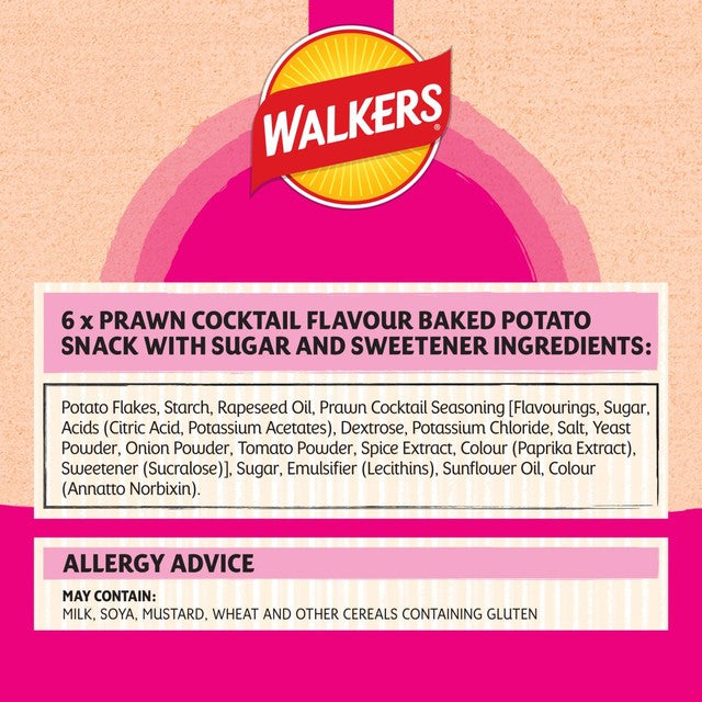 Walkers Baked Prawn Cocktail Crisps 6 x 22g (British brand)