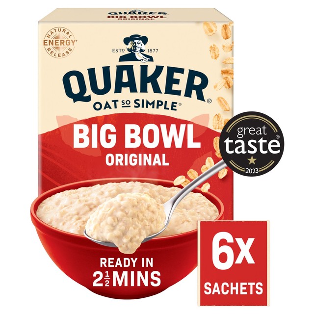 Quaker Big Bowl Original porridge sachets, imported from the UK