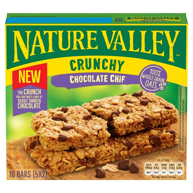 Nature Valley chocolate chip cereal bars 5 x 42g, imported from the UK