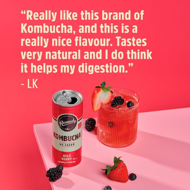 Remedy kombucha wild berry 250ml, imported from the UK