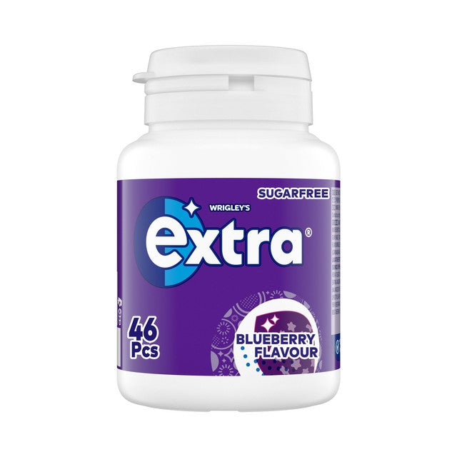 Wrigley's Extra blueberry sugarfree chewing gum in glass bottle - British product