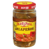 Old El Paso sliced red jalapeno peppers in a jar, imported from the UK