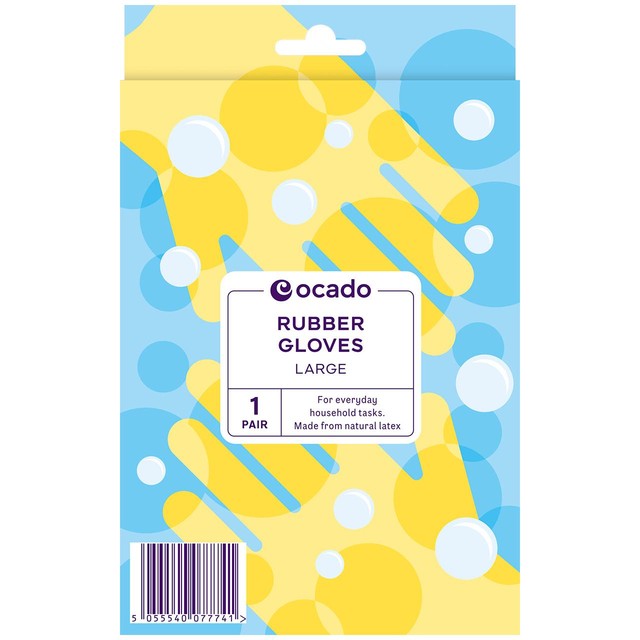 Ocado regular household rubber gloves large, imported from the UK