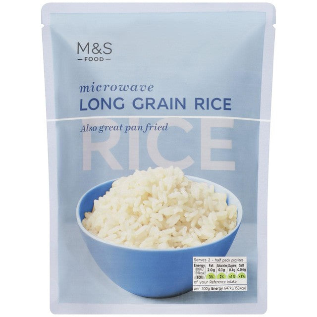 M&S microwave long grain rice 250g, imported from the UK
