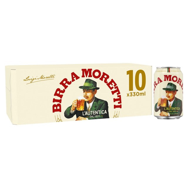 Birra Moretti lager beer 10 x 330ml cans - British product