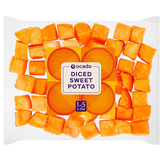 Ocado diced sweet potato 350g, imported from the UK