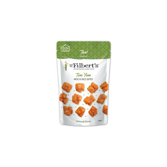 Mr Filbert's Tom Yum Mochi Rice Crackers 150g, imported from the UK