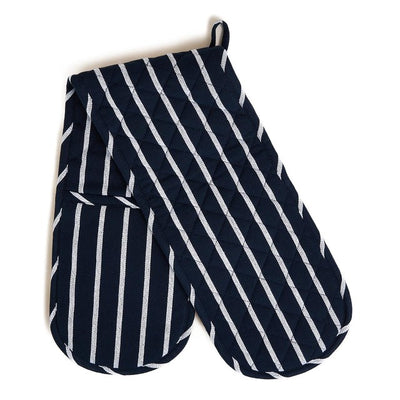 M&S Butchers Stripe Double Oven Glove Navy 1SIZE