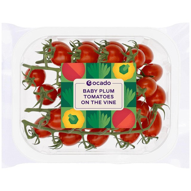 Ocado Baby Plum Tomatoes on the vine 220g, imported from the UK