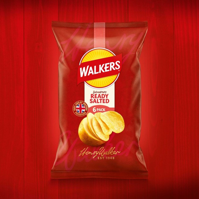 Walkers Ready Salted crisps 6 bags (British brand)