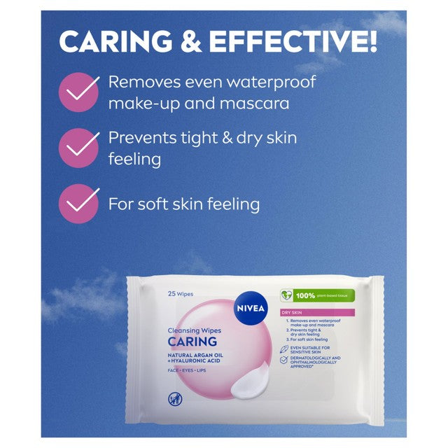 Nivea Cleansing Face Wipes for Dry Skin 25 Count, imported from the UK