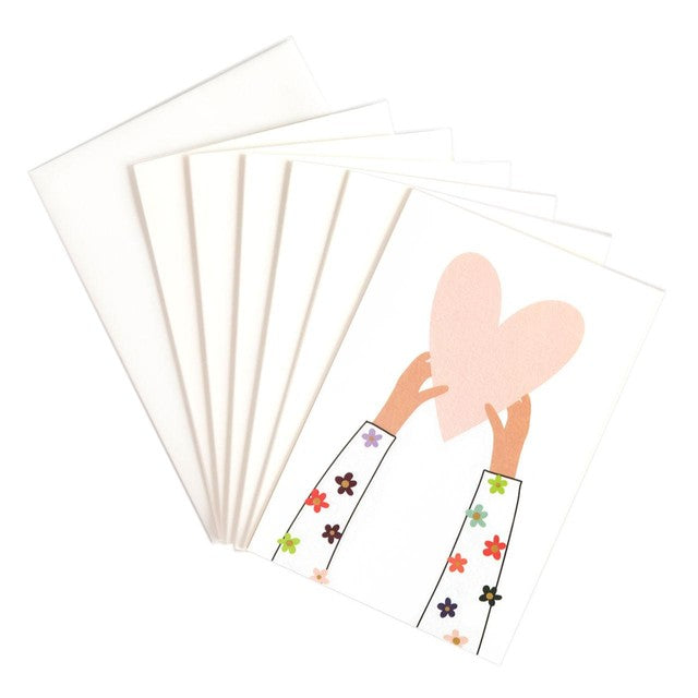 Caroline Gardner blank card pack hands holding heart 6 (British brand)