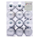 Premier silver Christmas baubles 24 pack - British product