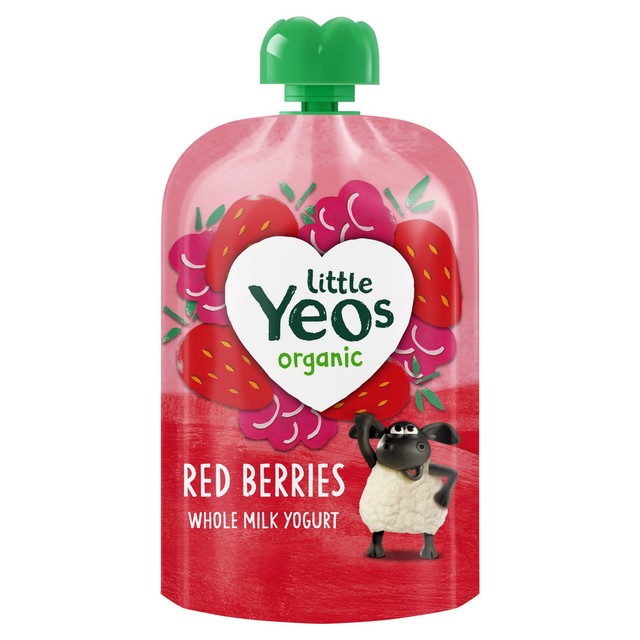 Yeo Valley yogurt pouch red berries, imported from the UK