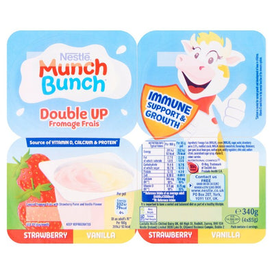 Munch Bunch Double Up Frischkäse Erdbeer- & Vanille-Becher 4 x 85g