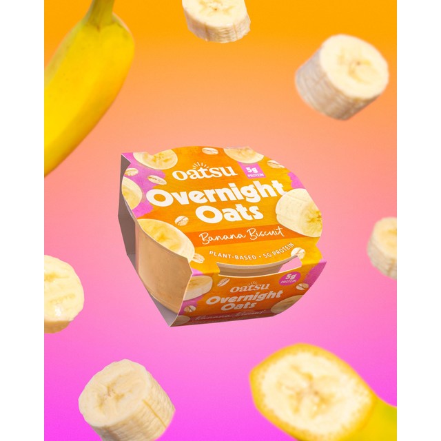 Oatsu banana biscuit overnight oats 160g, imported from the UK
