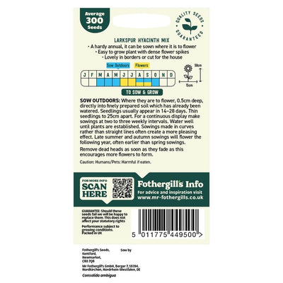 Mr Fothergills Seeds Åh Sow Simple Larkspur Dvergmix Blomsterfrø 300 frø
