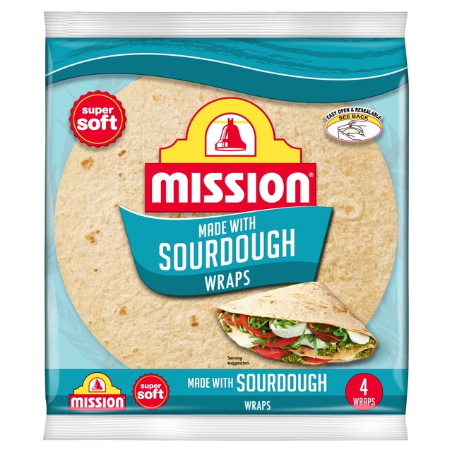 Mission sourdough tortilla wraps pack of 4 (British brand)