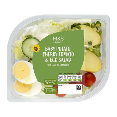 M&S Nytt Potet Cherry Tomat og Egg Salat Klar Ferdig Salat 296g