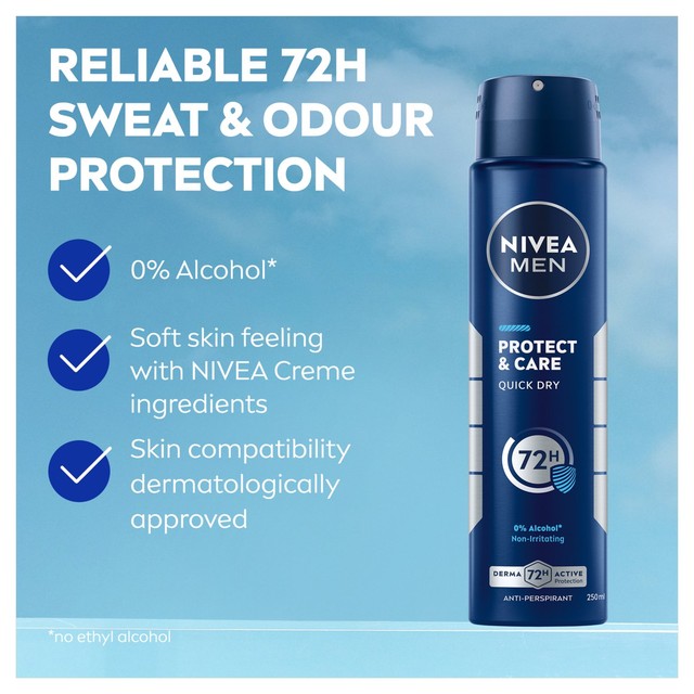 Nivea Men Protect & Care anti-perspirant deodorant spray 250ml, imported from the UK