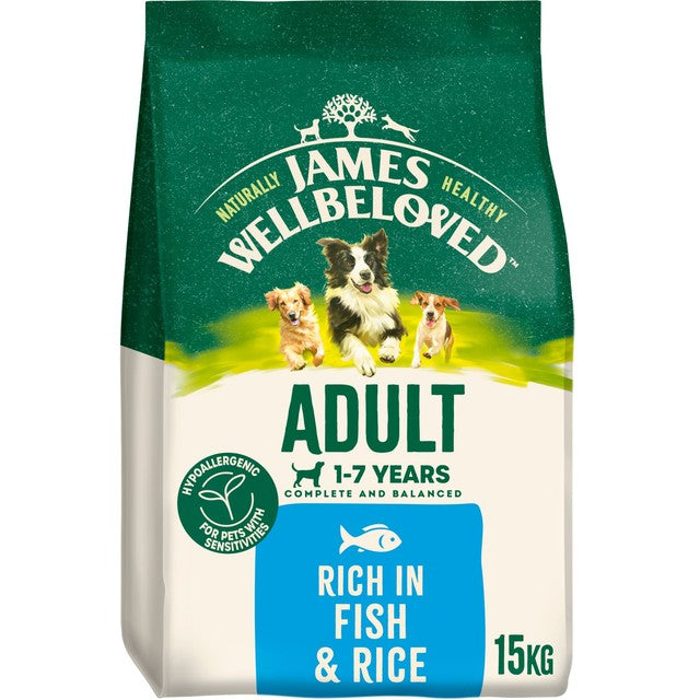 James Wellbeloved fish rice dog food 15kg - British product