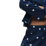 M&S Fleece Pyjama Set Navy Herz-Print XXL - Britisches Produkt
