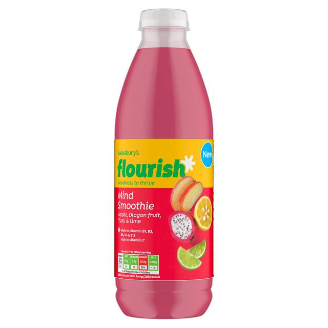 Sainsburys Flourish Apple Dragon Fruit Yuzu Lime Mind Smoothie 750ml