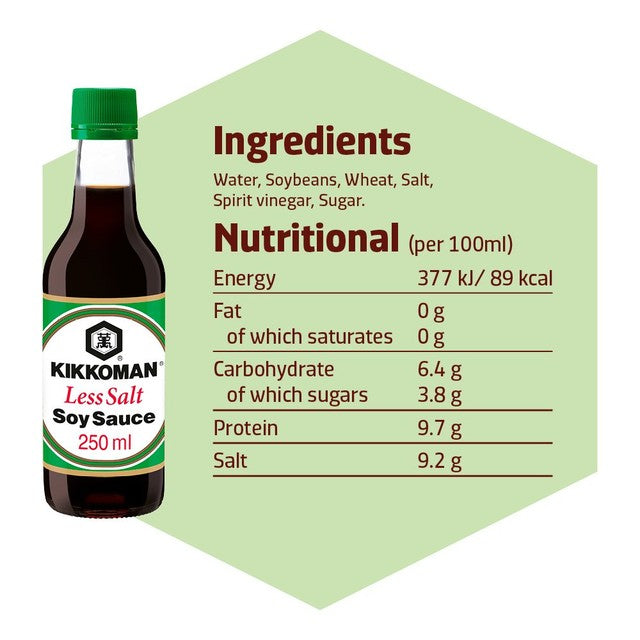 Kikkoman less salt soy sauce glass bottle, imported from the UK